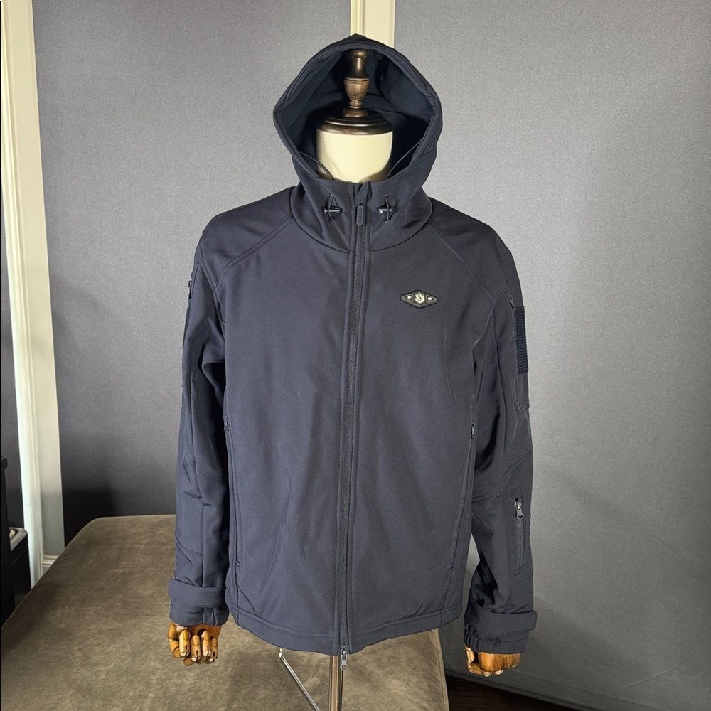 Wasoto Men's Navy Blue Heated Hooded Jacket Zip Up Size M with Battery Pack NEW